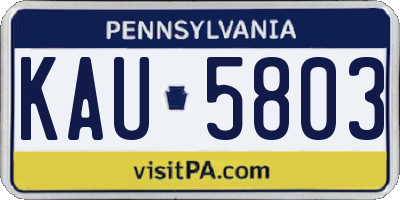 PA license plate KAU5803