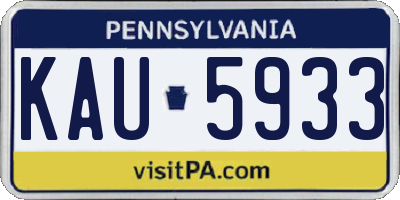 PA license plate KAU5933