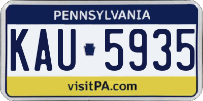 PA license plate KAU5935