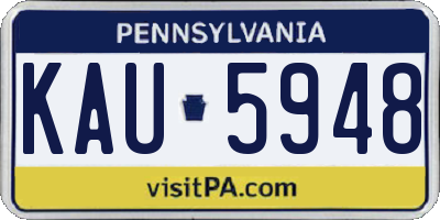 PA license plate KAU5948