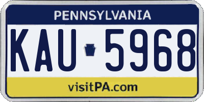 PA license plate KAU5968