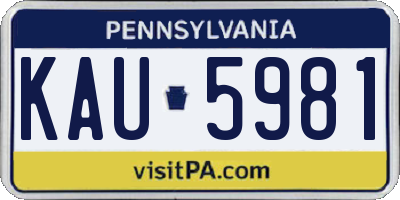 PA license plate KAU5981