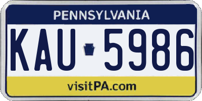 PA license plate KAU5986