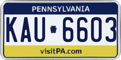 PA license plate KAU6603