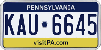 PA license plate KAU6645