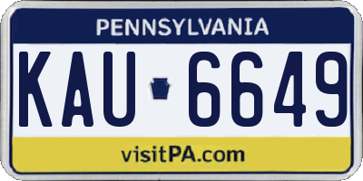 PA license plate KAU6649
