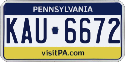 PA license plate KAU6672