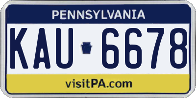 PA license plate KAU6678