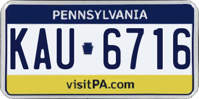 PA license plate KAU6716