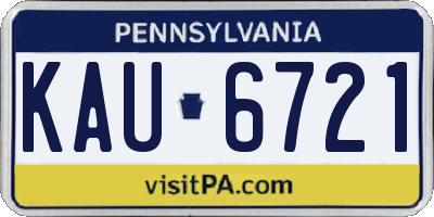 PA license plate KAU6721