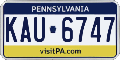 PA license plate KAU6747