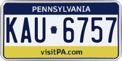 PA license plate KAU6757