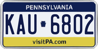 PA license plate KAU6802