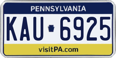 PA license plate KAU6925