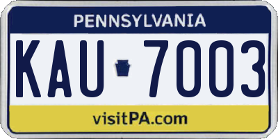PA license plate KAU7003