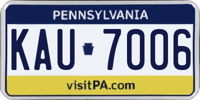 PA license plate KAU7006