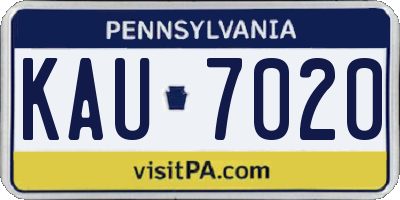 PA license plate KAU7020