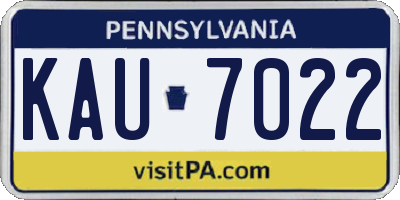 PA license plate KAU7022
