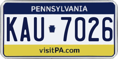 PA license plate KAU7026