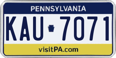 PA license plate KAU7071
