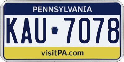 PA license plate KAU7078