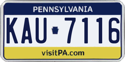 PA license plate KAU7116