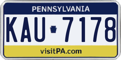 PA license plate KAU7178