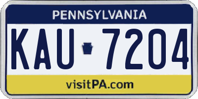 PA license plate KAU7204