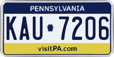 PA license plate KAU7206