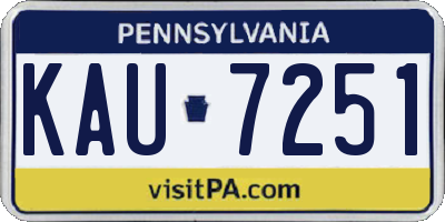PA license plate KAU7251