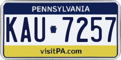PA license plate KAU7257