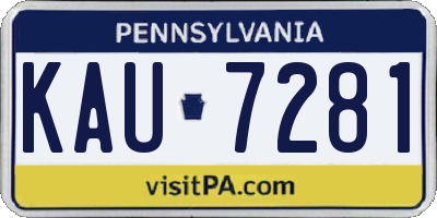 PA license plate KAU7281