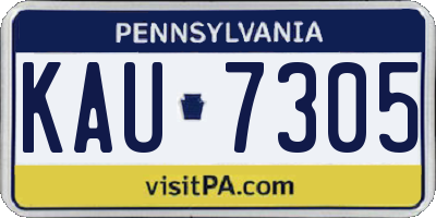 PA license plate KAU7305