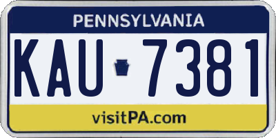 PA license plate KAU7381