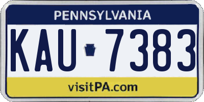 PA license plate KAU7383