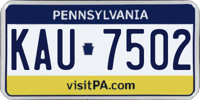 PA license plate KAU7502