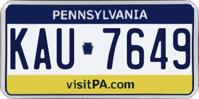 PA license plate KAU7649