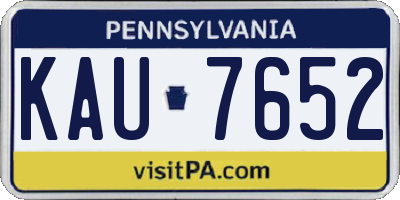 PA license plate KAU7652