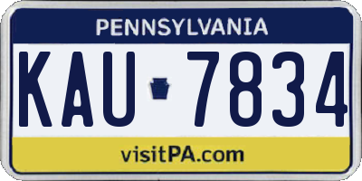 PA license plate KAU7834