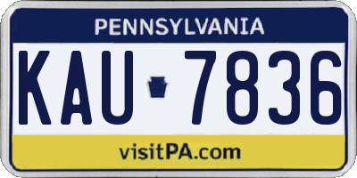 PA license plate KAU7836