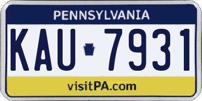 PA license plate KAU7931