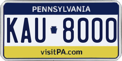 PA license plate KAU8000