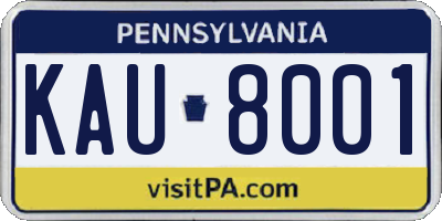 PA license plate KAU8001