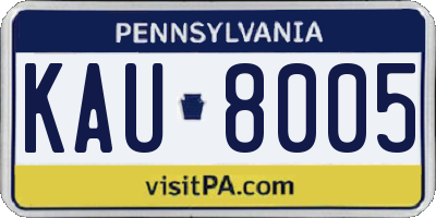 PA license plate KAU8005