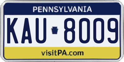 PA license plate KAU8009