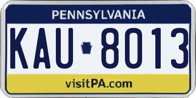 PA license plate KAU8013