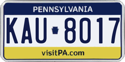PA license plate KAU8017