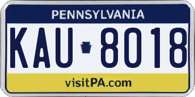 PA license plate KAU8018