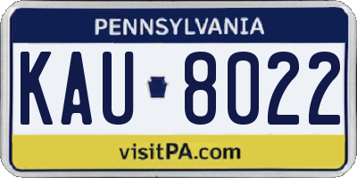 PA license plate KAU8022