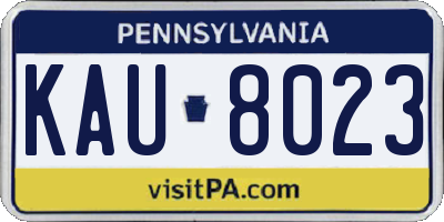 PA license plate KAU8023